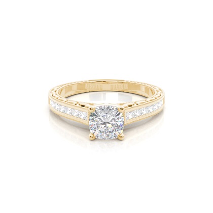 White Gold Oval Vintage Moissanite Engagement Ring