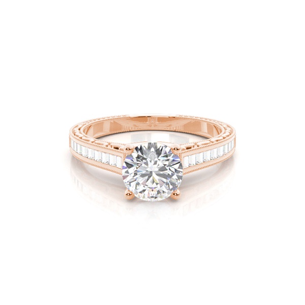Rose Gold Round Vintage Diamond Engagement Ring