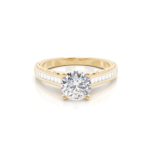 Rose Gold Round Vintage Diamond Engagement Ring