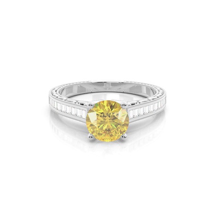Round Yellow Diamond Engagement Rings