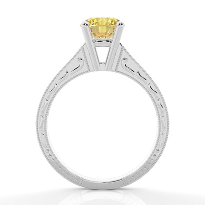 Round Yellow Diamond Engagement Rings