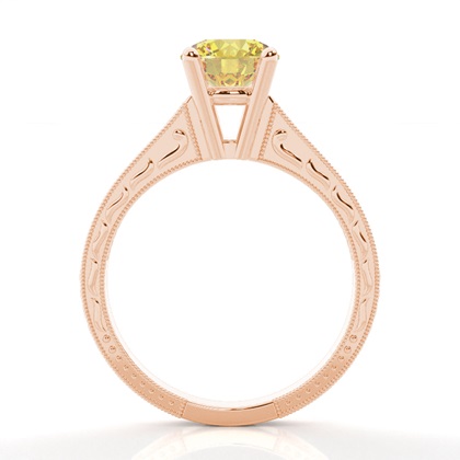 Round Yellow Gold Diamond Engagement Rings