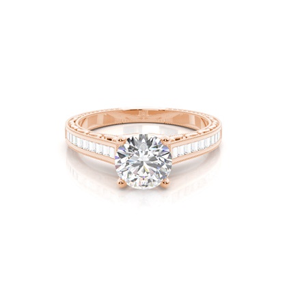 Rose Gold Round Vintage Diamond Engagement Ring