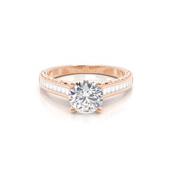 Rose Gold Round Vintage Diamond Engagement Ring