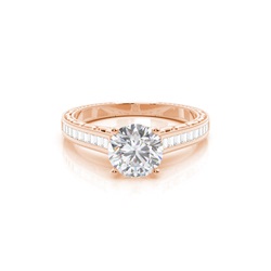 White Gold Round Vintage Moissanite Engagement Ring