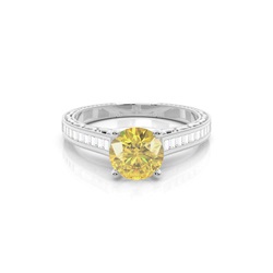 4 Prong Yellow Diamond Vintage Solitaire Engagement Ring
