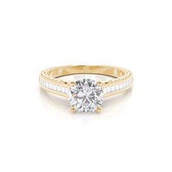 White Gold Round Vintage Moissanite Engagement Ring