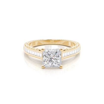 Kulatý vintage zásnubní prsten Moissanite z bílého zlata