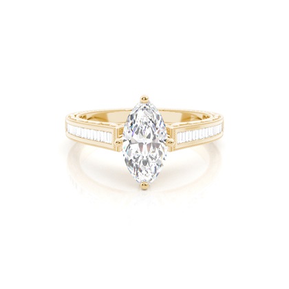 Marquise Yellow Gold Side Stone Diamond Engagement Rings