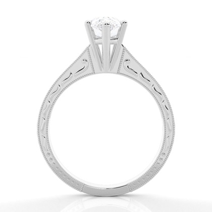 Runder Vintage Moissanite Verlobungsring aus Weißgold