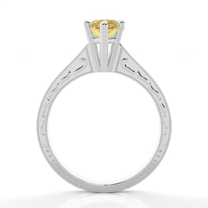 4 Prong Yellow Diamond Vintage Solitaire Engagement Ring
