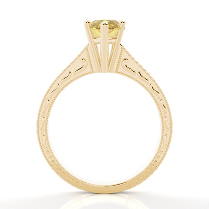 4 Prong Yellow Diamond Vintage Solitaire Engagement Ring