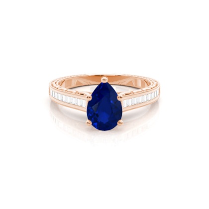 Oval Vintage Blue Sapphire Engagement Ring