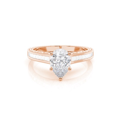 White Gold Round Vintage Moissanite Engagement Ring