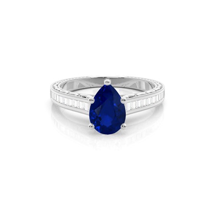 Oval Vintage Blue Sapphire Engagement Ring