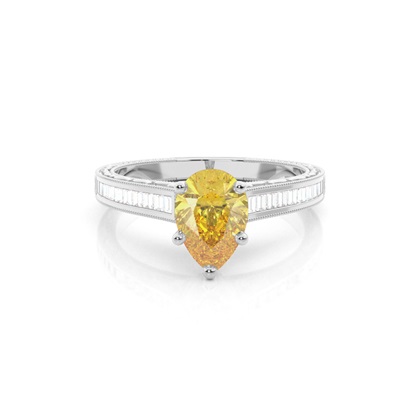 4 Prong Yellow Diamond Vintage Solitaire Engagement Ring