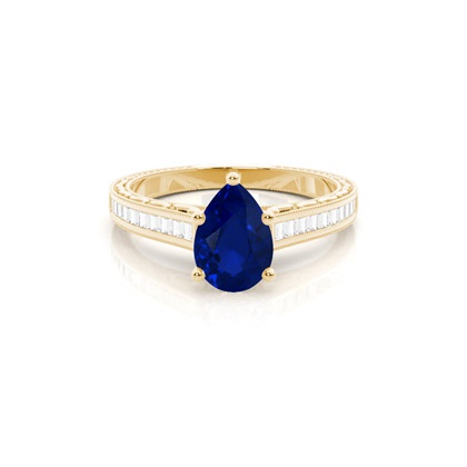 Oval Vintage Blue Sapphire Engagement Ring
