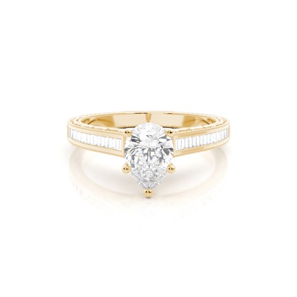 Pear Yellow Gold Side Stone Diamond Engagement Rings