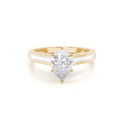 White Gold Round Vintage Moissanite Engagement Ring