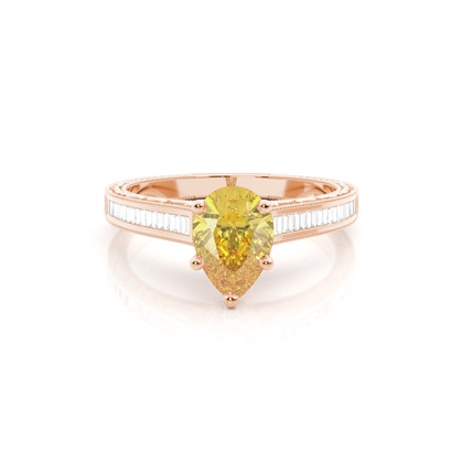 4 Prong Yellow Diamond Vintage Solitaire Engagement Ring