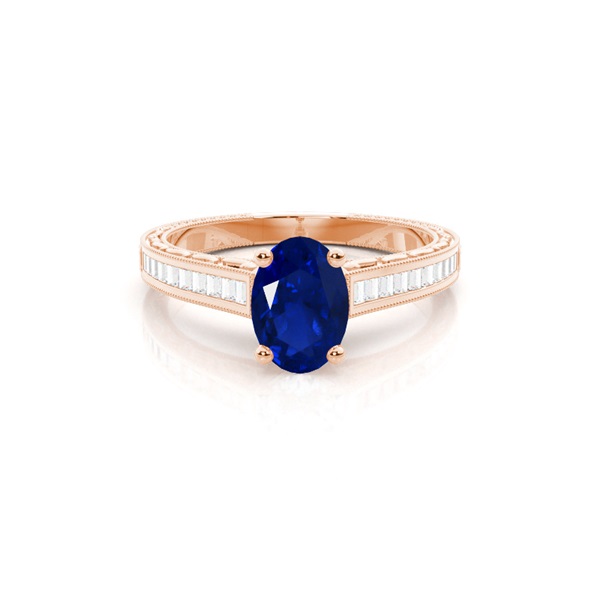 Oval Vintage Blue Sapphire Engagement Ring