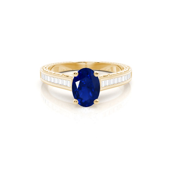Oval Vintage Blue Sapphire Engagement Ring