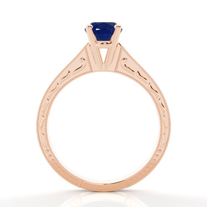 Ovaler Vintager Blauer Saphir Verlobungsring