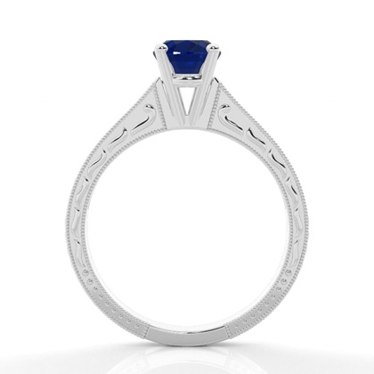 Ovaler Vintager Blauer Saphir Verlobungsring