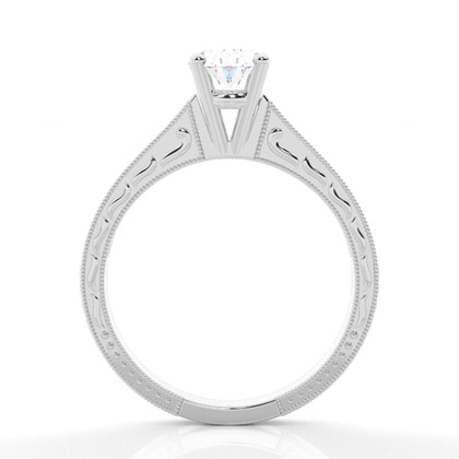 Runder Vintage Moissanite Verlobungsring aus Weißgold