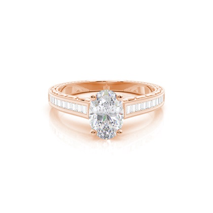 White Gold Round Vintage Moissanite Engagement Ring