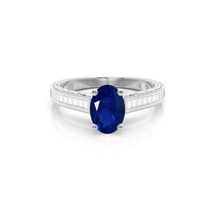 Oval Vintage Blue Sapphire Engagement Ring