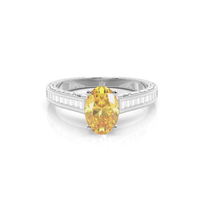 4 Prong Yellow Diamond Vintage Solitaire Engagement Ring