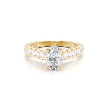 White Gold Round Vintage Moissanite Engagement Ring