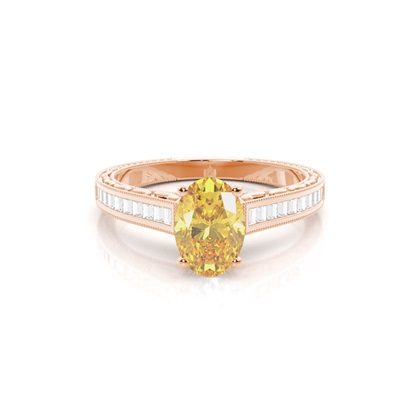 4 Prong Yellow Diamond Vintage Solitaire Engagement Ring