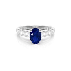 Oval Vintage Blue Sapphire Engagement Ring