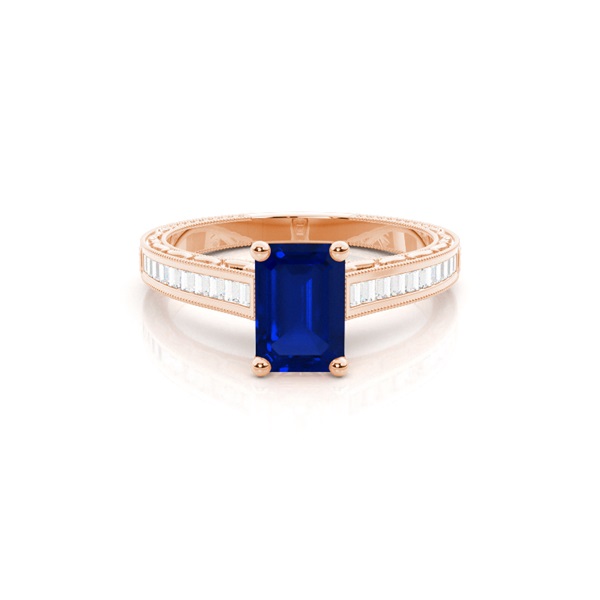 Emerald Vintage Blue Sapphire Engagement Ring