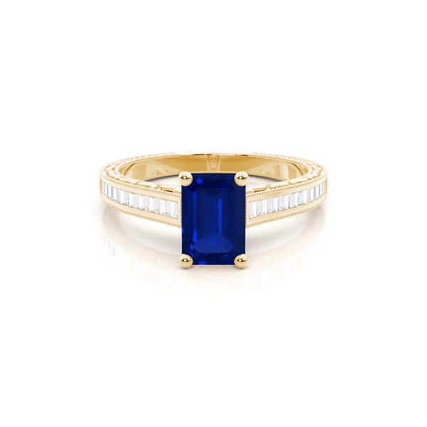 Emerald Vintage Blue Sapphire Engagement Ring