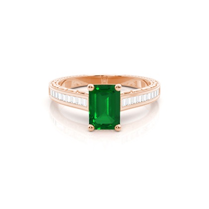 Emerald Rose Gold Diamond Rings Gemstones