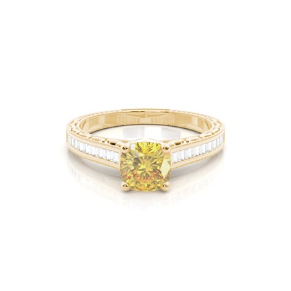 Cushion Yellow Gold Diamond Engagement Rings