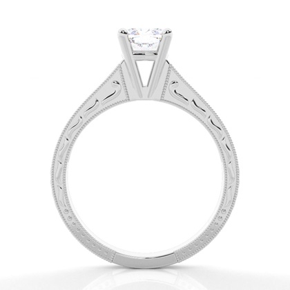 Runder Vintage Moissanite Verlobungsring aus Weißgold