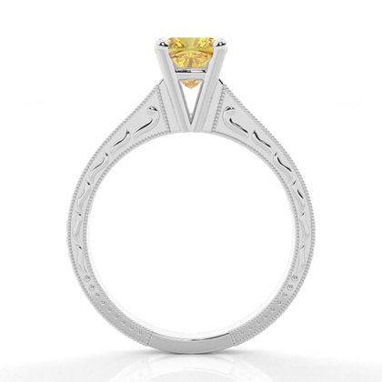 Cushion Yellow Diamond Engagement Rings