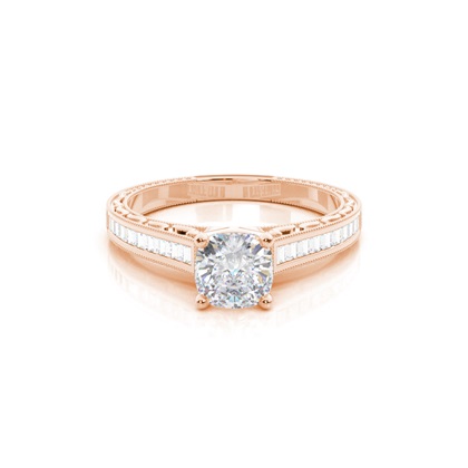 White Gold Round Vintage Moissanite Engagement Ring