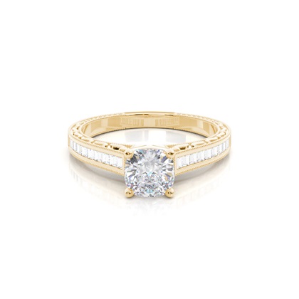 White Gold Round Vintage Moissanite Engagement Ring