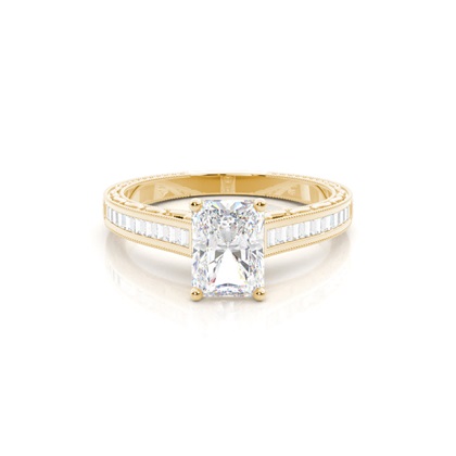 Radiant Yellow Gold Side Stone Diamond Engagement Rings