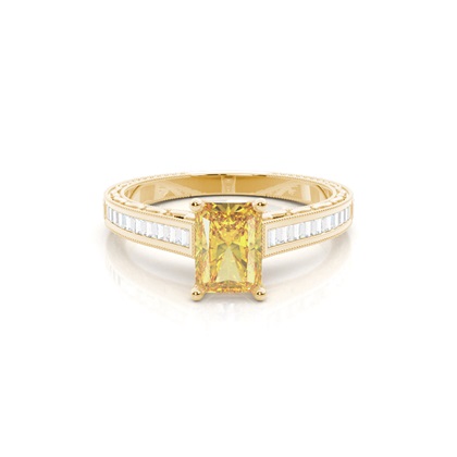 4 Prong Yellow Diamond Vintage Solitaire Engagement Ring