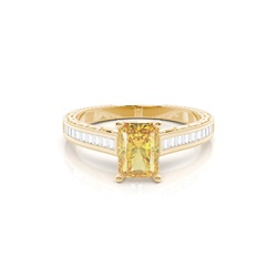 4 Prong Yellow Diamond Vintage Solitaire Engagement Ring