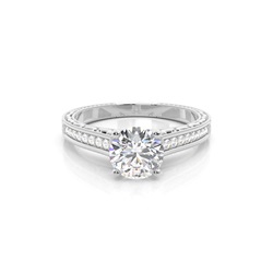 White Gold Heart Vintage Diamond Engagement Ring