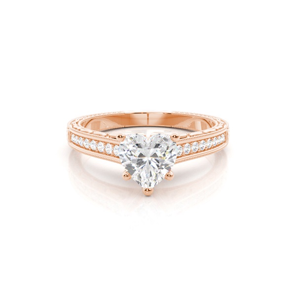 White Gold Heart Vintage Diamond Engagement Ring