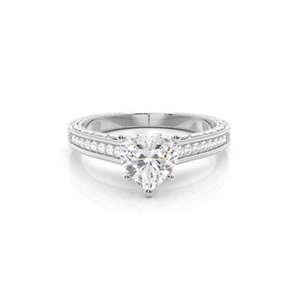 White Gold Heart Vintage Diamond Engagement Ring
