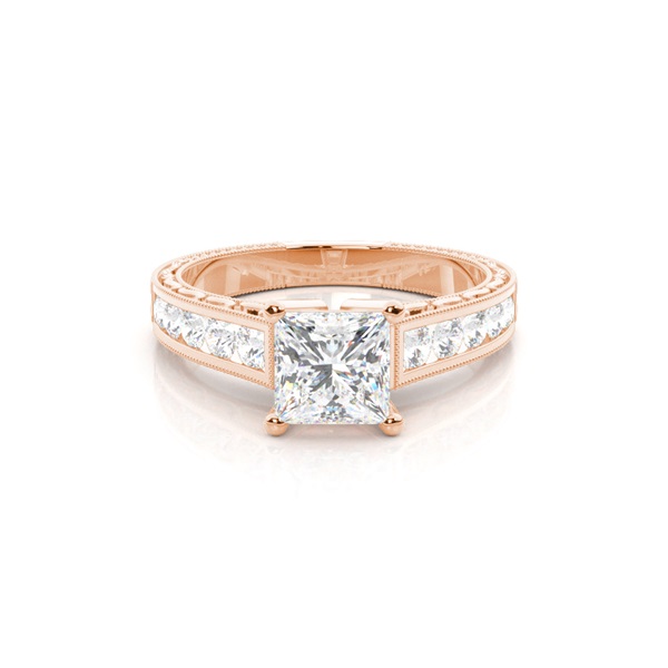 Rose Gold Princess Vintage Diamond Engagement Ring